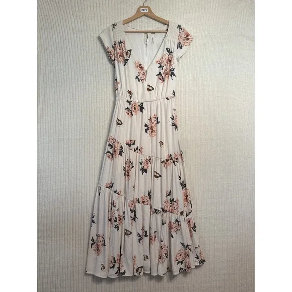 Free People All I Got Floral Maxi Dress in Ivory & Pink Size 2 Boho - Picture 14 of 15